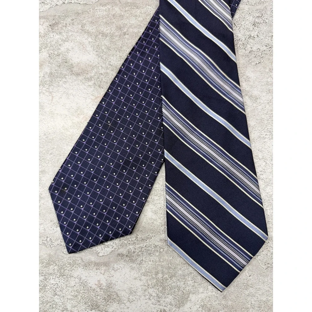 Club Room By Charter Club Tie Mens One Size Blue Geometric 100%‎ Silk Set of 2